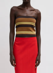 Super Fine Gauge Striped Tube Top | Tibi Brown Multi