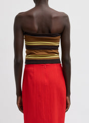 Super Fine Gauge Striped Tube Top | Tibi Brown Multi
