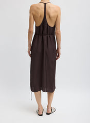 Summer Slip Wrap Dress | Tibi Chocolate Brown