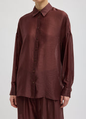 Summer Voile Oversized Shirt | Tibi Russet Brown