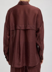 Summer Voile Oversized Shirt | Tibi Russet Brown