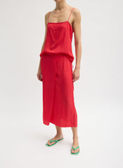 Summer Slip Wrap Skirt | Tibi Faded Red