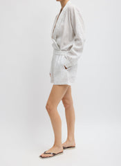 Crinkle Stripe Summer Suiting Pull On Shorts | Tibi Ivory Multi
