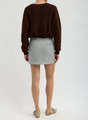 Compact Tech Knit Mini Skirt | Tibi Light Grey