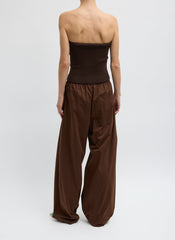 Garment Dyed Silky Cotton Winslow Pull On Pant | Tibi Brown