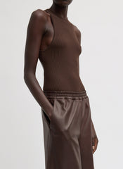 Ribbed Sweater Cut Out Tank | Tibi Hickory Brown