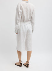 Crinkle Stripe Summer Suiting Relaxed Long Short | Tibi Ivory Multi