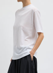 Sheer Crepe Knit Mock Unisex T-Shirt | Tibi White