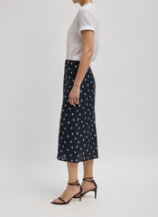 Silk Gazar Jacquard Pencil Skirt | Tibi Navy Multi