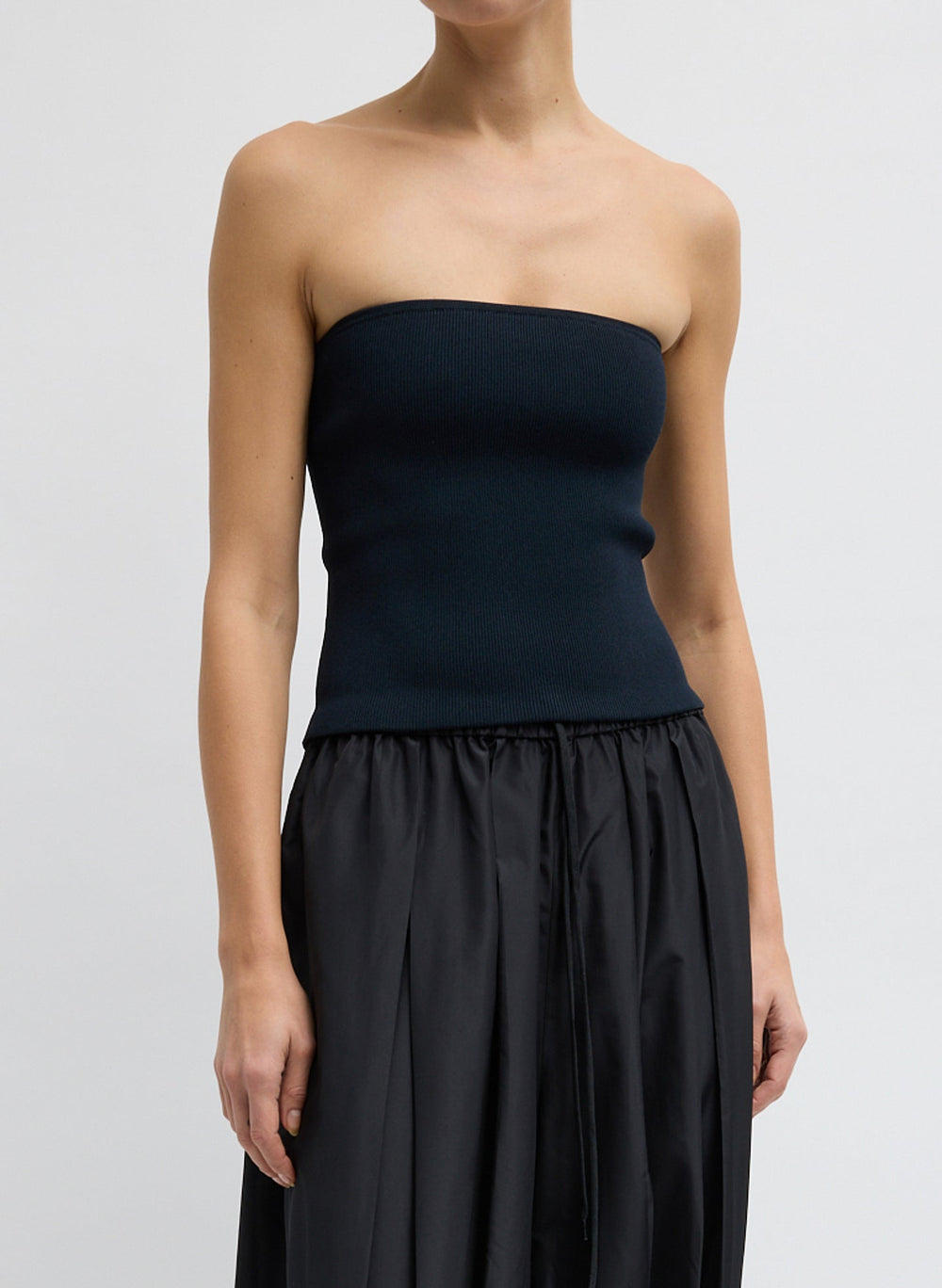 Ribbed Sweater Tube Top | Tibi Navy