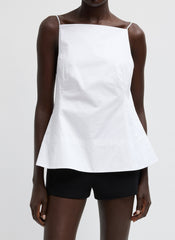 Eco Poplin Strappy Open Back Top | Tibi White