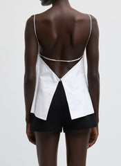 Eco Poplin Strappy Open Back Top | Tibi White