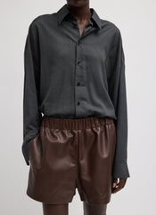 Leather Pull On Short | Tibi Brown