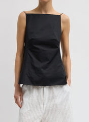 Eco Poplin Strappy Open Back Top | Tibi Black