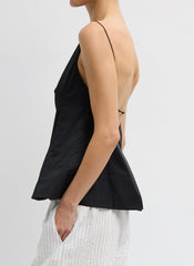 Eco Poplin Strappy Open Back Top | Tibi Black