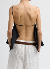 Eco Poplin Strappy Open Back Top | Tibi Black