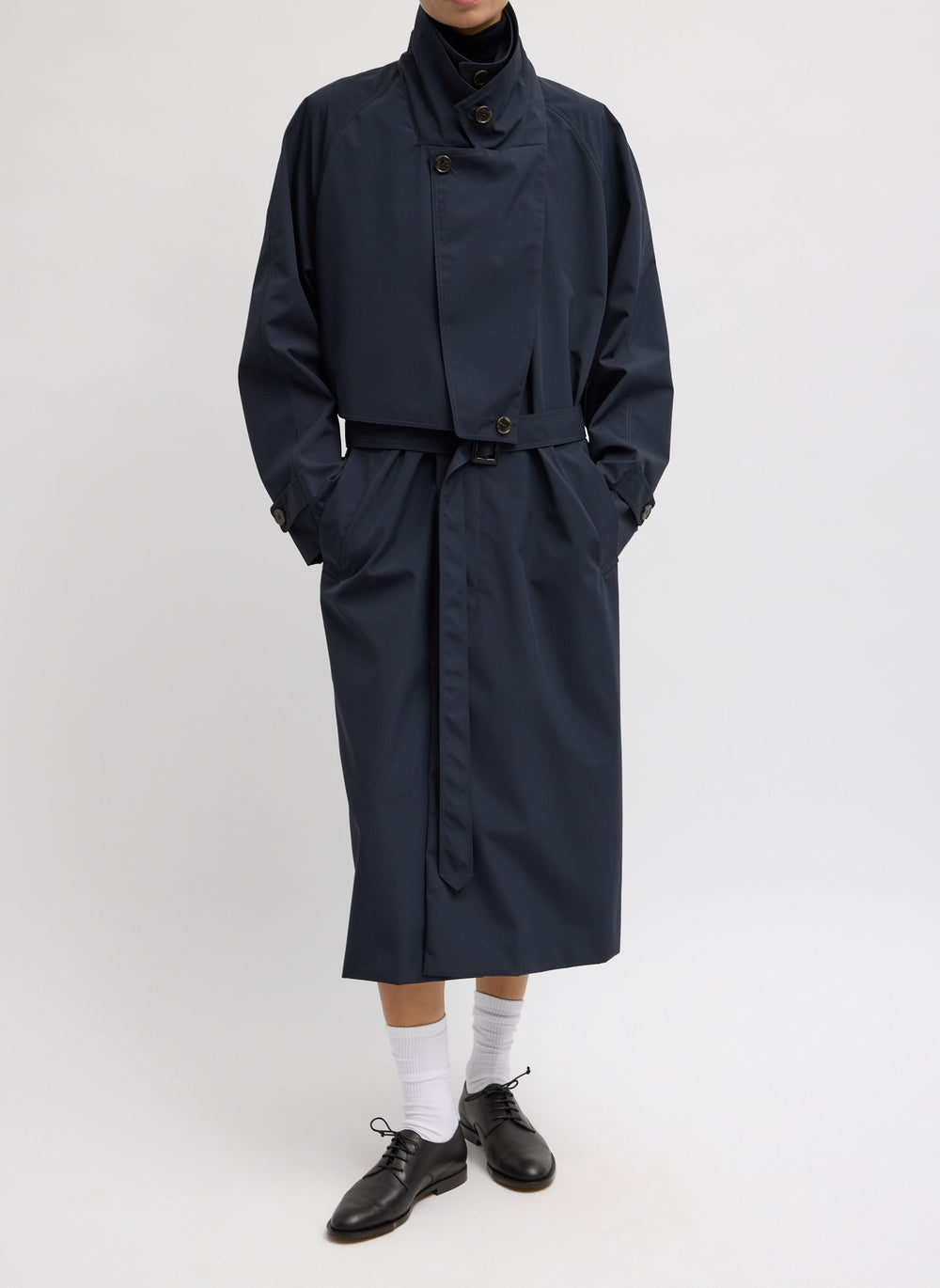 Double Collar Frank Trench | Tibi Navy