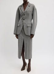 Structured Wool Sculpted Blazer | Tibi Grey Multi