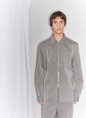 Structured Wool Zipper Jacket | Tibi Grey Multi