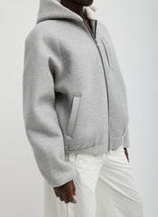 Compact Tech French Terry Zip Up Hoodie | Tibi Heather Grey