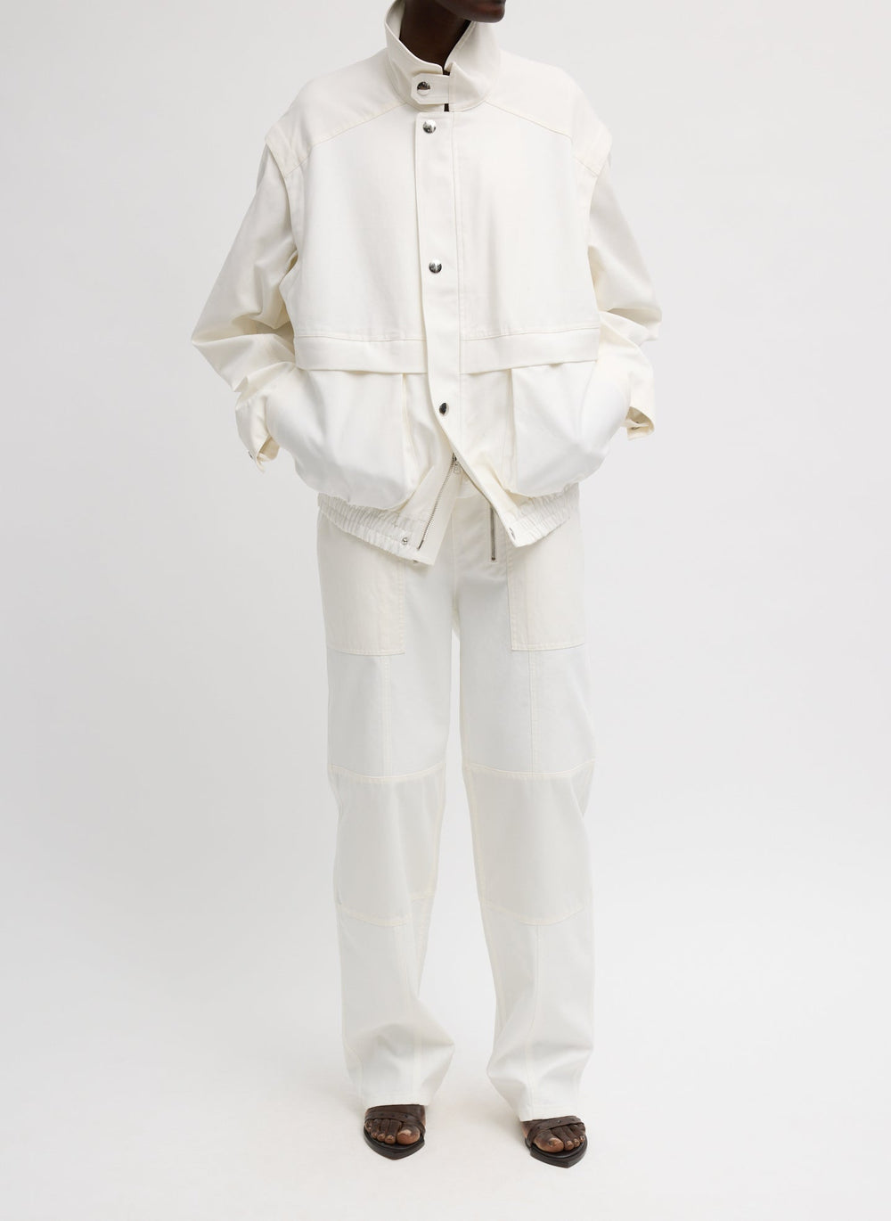 Patchwork Twill Slicker Jacket | Tibi White