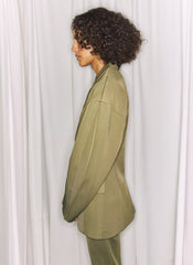 Spring Bonded Twill Sculpted Blazer | Tibi Nori Green