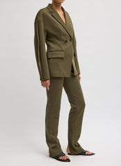 Spring Bonded Twill Sculpted Blazer | Tibi Nori Green