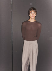 Ribbed Sweater Crewneck Pullover | Tibi Hickory Brown