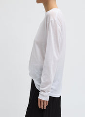 Sheer Crepe Knit Crewneck Unisex Long Sleeve T-Shirt | Tibi White