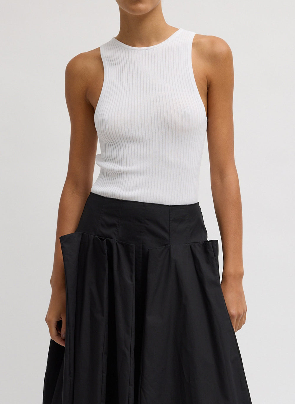 Ribbed Sweater Cut Out Tank | Tibi White