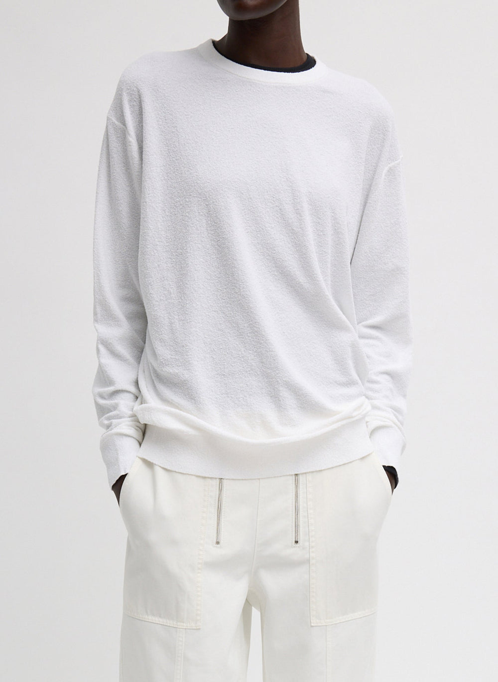 Sable Perfect Men's Pullover | Tibi White