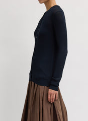 Ribbed Sweater Slim Cardigan | Tibi Navy