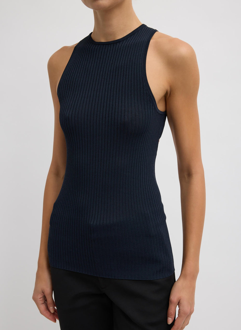 Ribbed Sweater Cut Out Tank | Tibi Navy