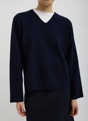 Double Faced Cashmere Oversized Easy Sweater | Tibi Dark Navy