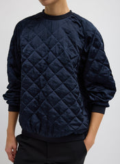 Cozy Quilting Sweatshirt | Tibi Navy
