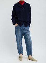 Double Faced Cashmere Hoodie | Tibi Dark Navy