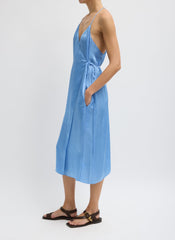 Summer Slip Wrap Dress | Tibi Baby Blue