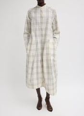 Russel Plaid Balloon Dress | Tibi Ivory/Black Multi