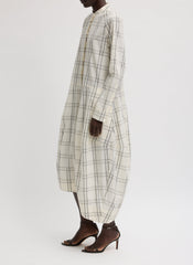 Russel Plaid Balloon Dress | Tibi Ivory/Black Multi