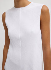 Viscose Plisse Sleeveless Bias Short Tunic Dress | Tibi White