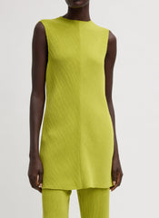 Viscose Plisse Sleeveless Bias Short Tunic Dress | Tibi Pea Pod
