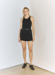 Bonded Viscose Sculpted Sleeveless Tunic Tank | Tibi Black