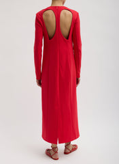 Compact Ultra Stretch Knit Dress With Cut Out Back | Tibi Red