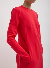 Compact Ultra Stretch Knit Dress With Cut Out Back | Tibi Red