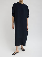 4-Ply Silk Long Sleeve Cocoon Dress | Tibi Dark Navy