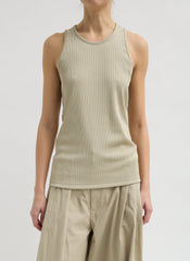 Stretch Luxe Ribbed Tank Top | Tibi Taupe