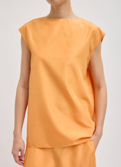Summer Nylon Sleeveless Cocoon Top | Tibi Orange
