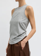 Shirred Back Tank | Tibi Heather Grey