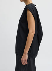 Summer Nylon Sleeveless Cocoon Top | Tibi Black