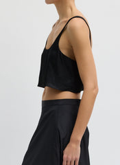 Summer Acetate Crinkle Cropped Tank | Tibi Black
